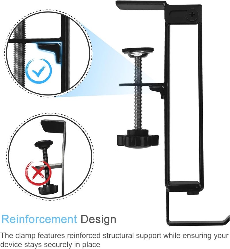 IFCASE Adjustable Desk Side Laptop Mount Holder with Headphone Hook, No Drill Desk Storage Organizer (Black) - Image 3